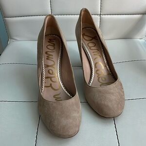 Sam Edelman Stillson Tan Suede Pump Block Heel Sz 7.5